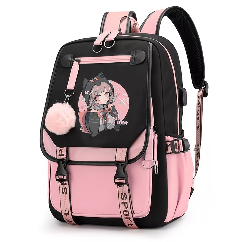 حقائب ظهر Nanami-Chiaki للرجال والنساء ، حقيبة ظهر بشحن USB ، حقيبة سفر ، سعة Mochila ، حقيبة ظهر للكمبيوتر المحمول ، مراهق