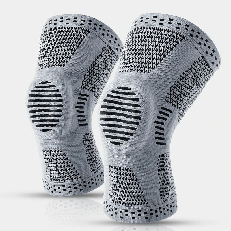 1 paio di ginocchiere a compressione professionale ad alta elasticità traspirante ginocchiere in maglia cuscinetti in Silicone protezione di sicurezza basket Sport