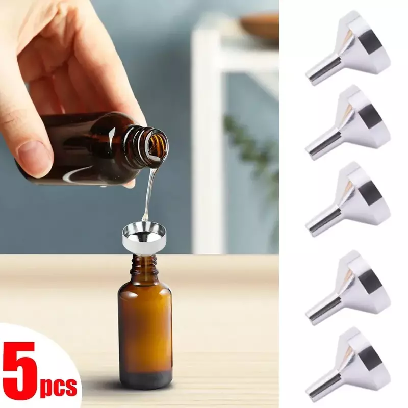 5Pcs Stainless Steel Mini  Funnel Kitchen Oil Liquid Funnel with Detachable Filter Wide Mouth Funnel for Canning Kitchen Tools