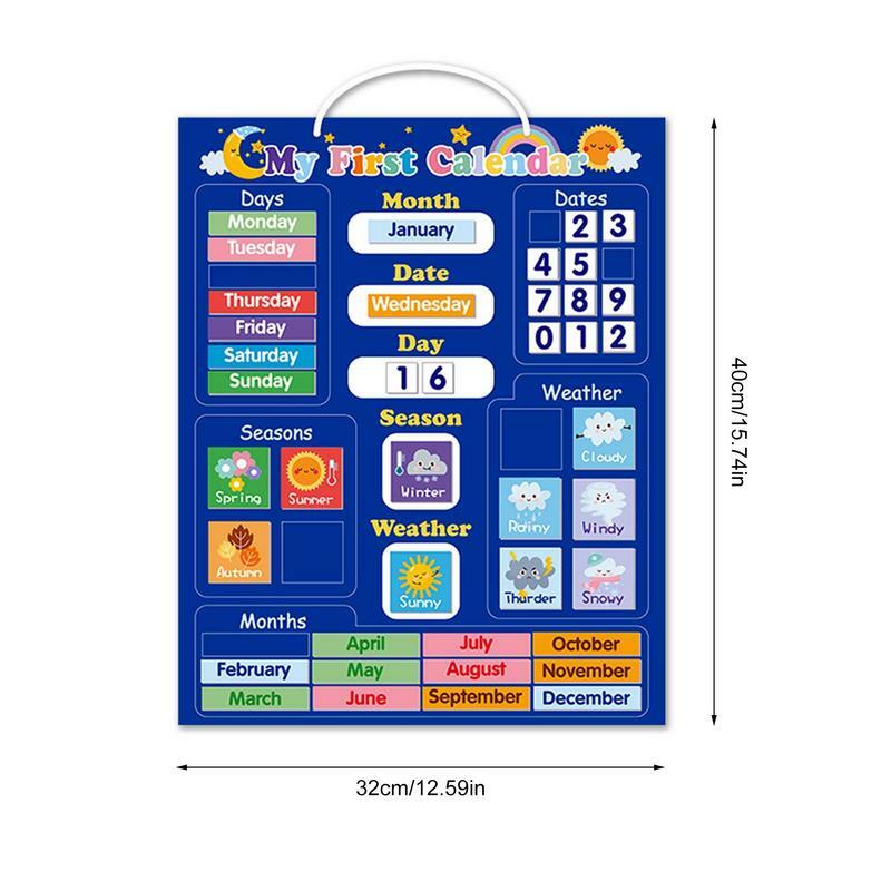 Kalendarz dla dzieci uczący się pierwszego codziennego kalendarz magnetyczny dla dzieci stacja pogodowa zestaw kalendarza dla przedszkolaków zabawka edukacyjna klasy