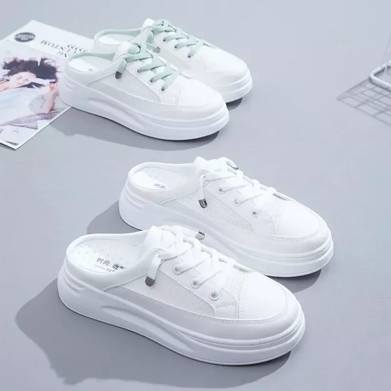 Nowe klapki Baotou moda odzież wierzchnia nowe letnie buty damskie siatka białe buty oddychające koreańskie buty kobiet