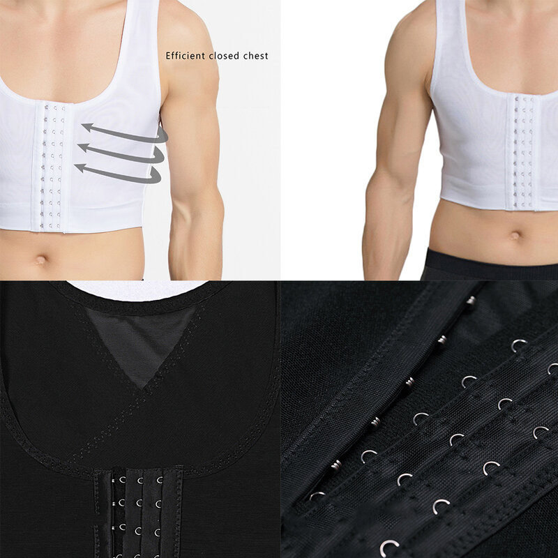Men Slimming Vest Washable Solid Color Sleeveless Chest Shapers Shapewear