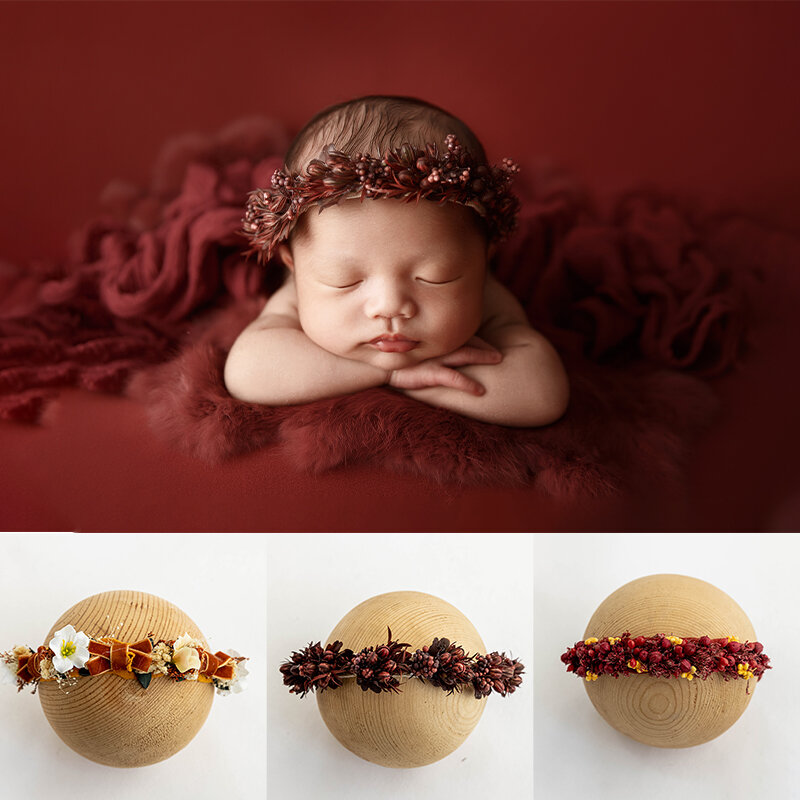 Headband Fotografia Ajustável para Recém-Nascidos, Flor Artificial, Adereços Fotográficos, Lua Cheia, Headwear para Bebé, Acessórios de Estúdio