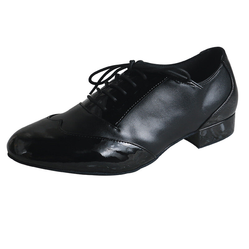 Zapatos de baile de Salsa latina personalizados para hombre, zapatos de cuero negro, tacón de 2CM, envío directo