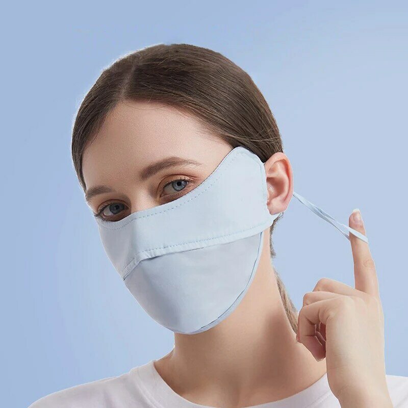 New Ice Silk Mask Sunshade Eye Protection Sunscreen Mask Summer UV Protection Mask Riding Sunshade Mask Women Half Face Cover