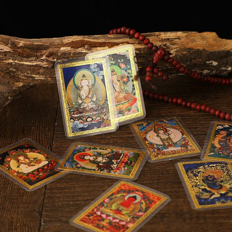 Tarjeta pintada de cobre puro tibetano, tarjeta de oro de ocho patrones del zodiaco chino, tarjeta de vida de plástico, tarjeta de cobre portátil, nuevo