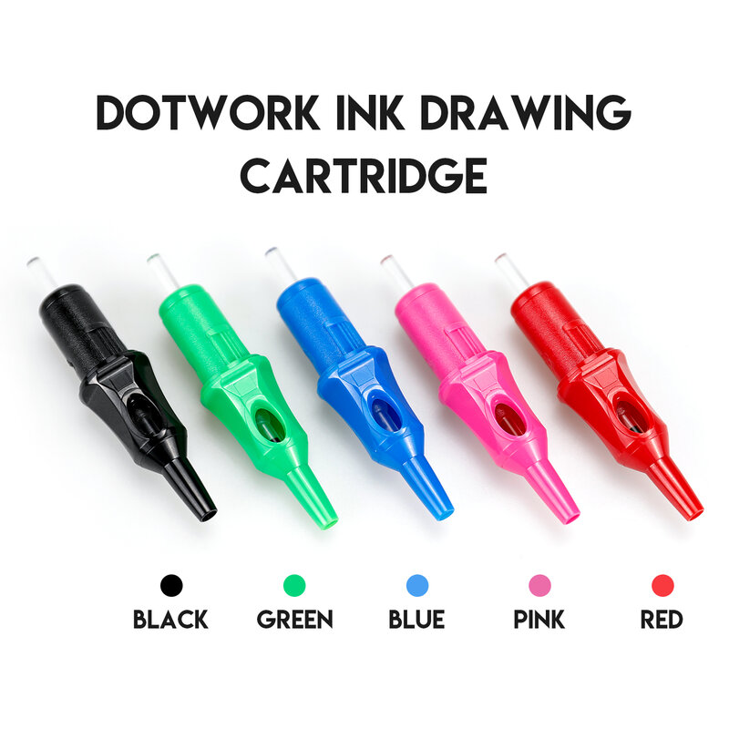 Penna a sfera integrata per tatuaggi usa e getta 5 colori aghi a cartuccia per la pratica del disegno del tatuaggio universale per macchina rotante