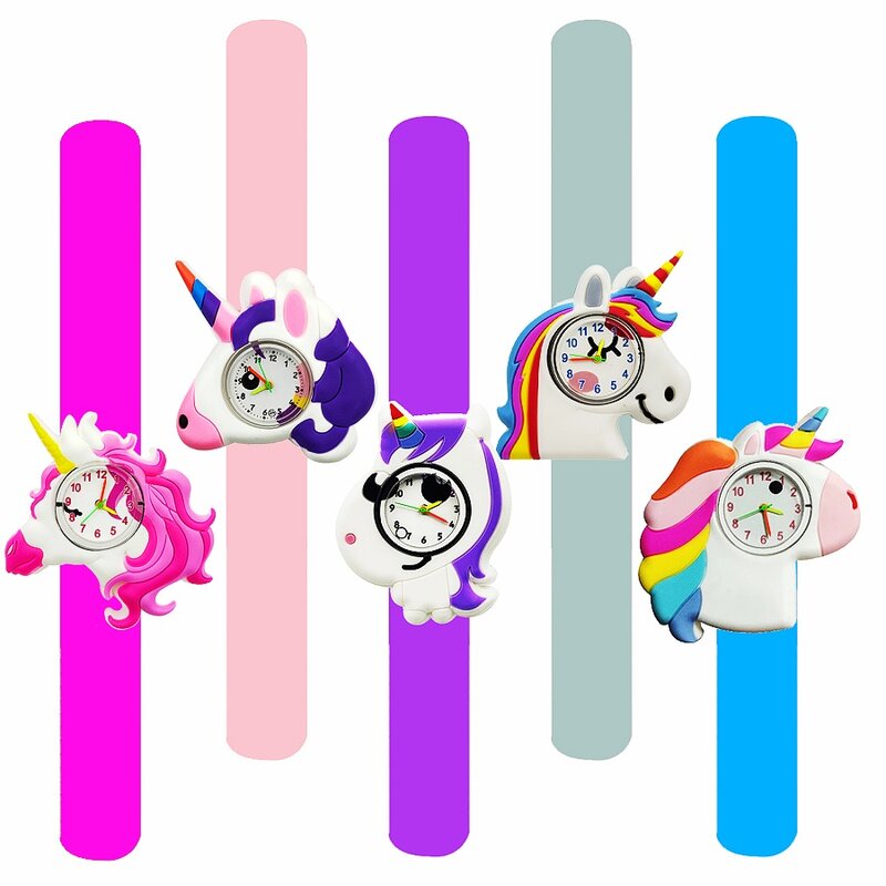 Reloj de unicornio para niños, 10 piezas, venta al por mayor, de fábrica, gran oferta, juguetes de tiempo de aprendizaje, pulsera, regalo de cumpleaños