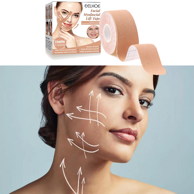 Cinta adhesiva para Lifting Facial de Ojos de zorro para mujer, cinta elástica para eliminar arrugas, herramienta de cuidado Facial, 5m