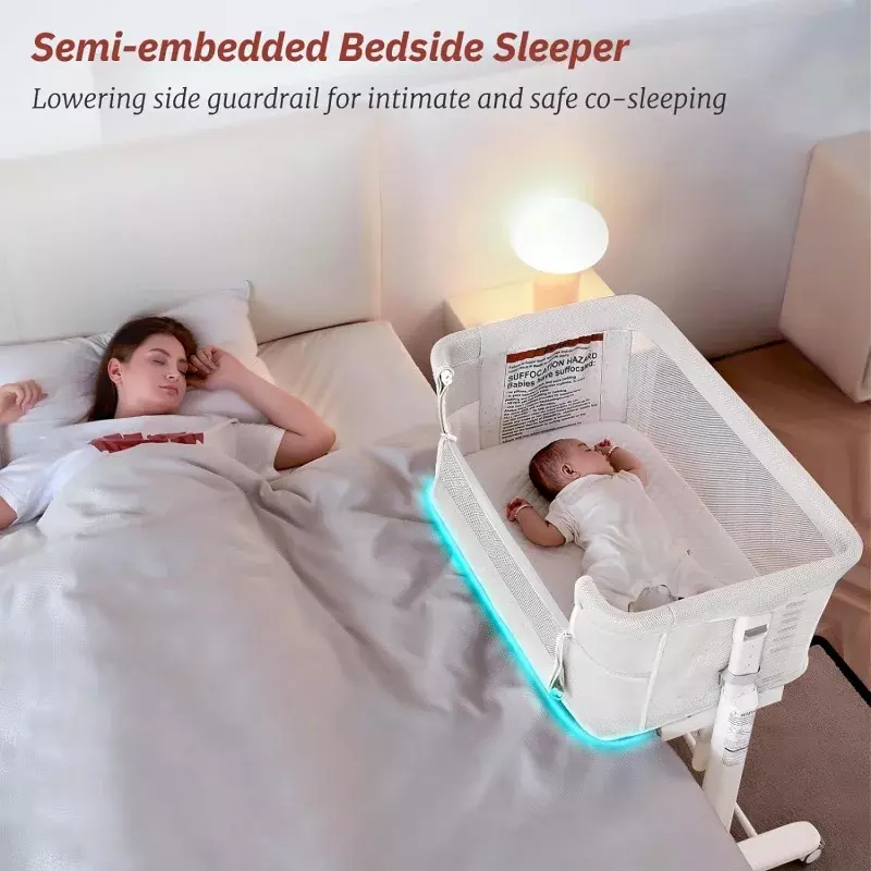 Couffin à bascule électrique pour bébé, dormeur de chevet automatique, roues à tirer sur, Smart Co Sleeper pour nouveau-né et bébé, 3 en 1
