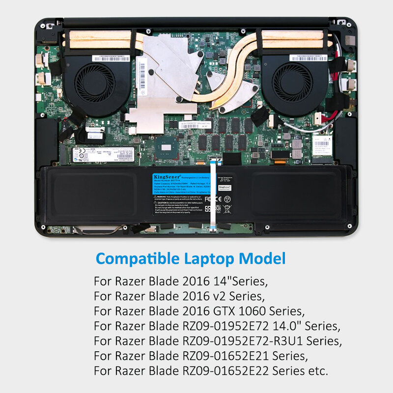 KingSener-Batería de ordenador portátil BETTY4 para Razer Blade 2016, 14 ", serie V2, RZ09-0195, RZ09-0165, RZ09-01953E72, RZ09-01953E71