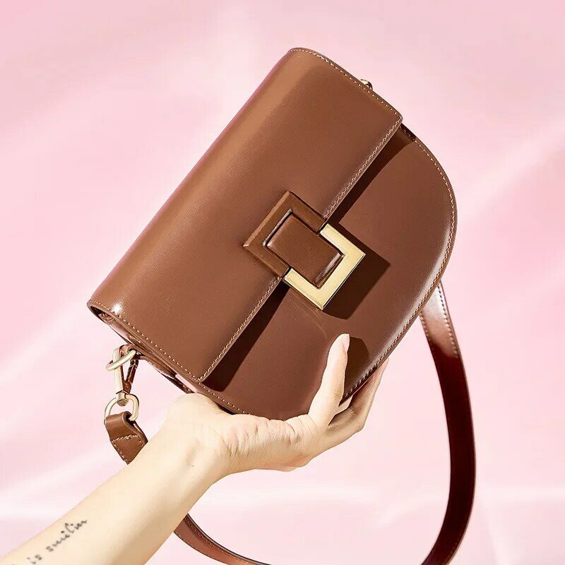 100% Genuine Leather Soft Skin Girls Shell Travel HandbagCute Women Messenger Bag  Elegant Shoulder Purse Lady Phone Bags bolsos