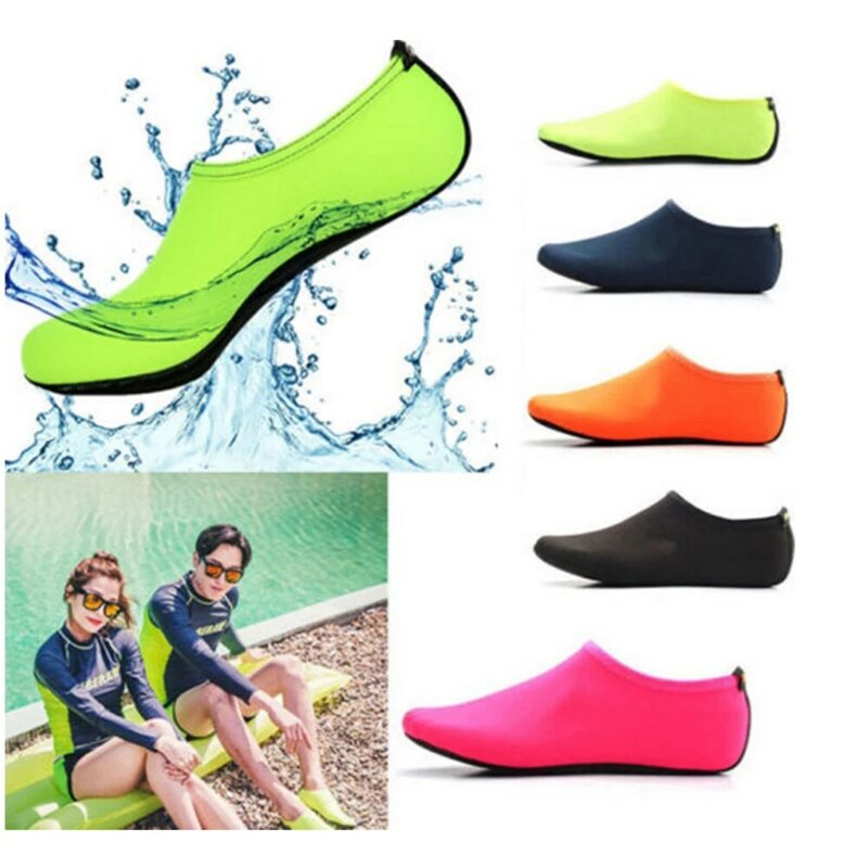 Calcetines de agua de nailon para hombre y mujer, medias de buceo con suela de goma, botines de playa y Voleibol