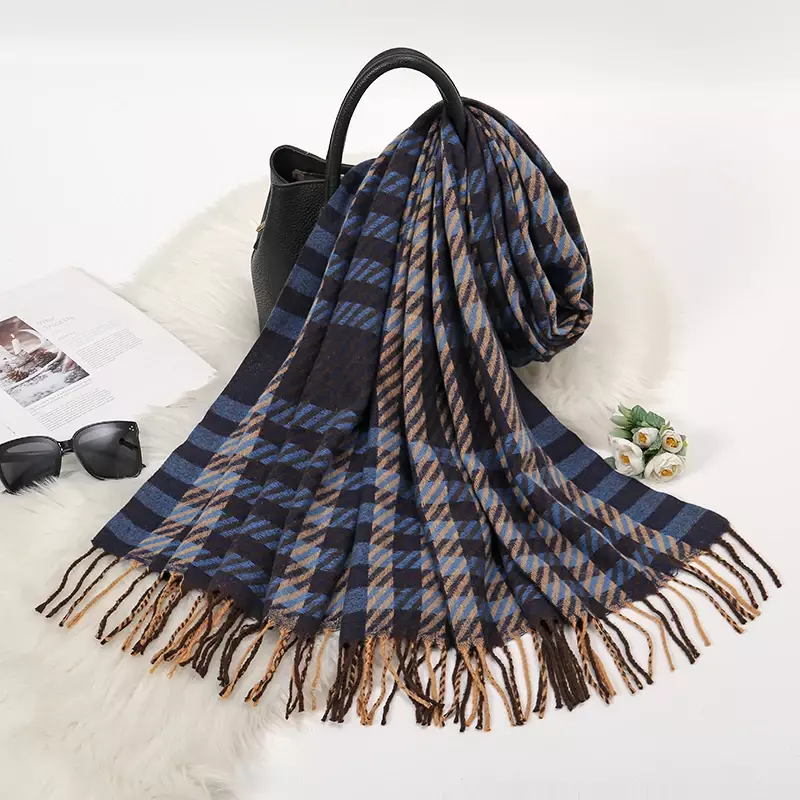 Lenço casual de caxemira masculino e feminino, lenço foulard, pashmina quente, monocromático, moda inverno
