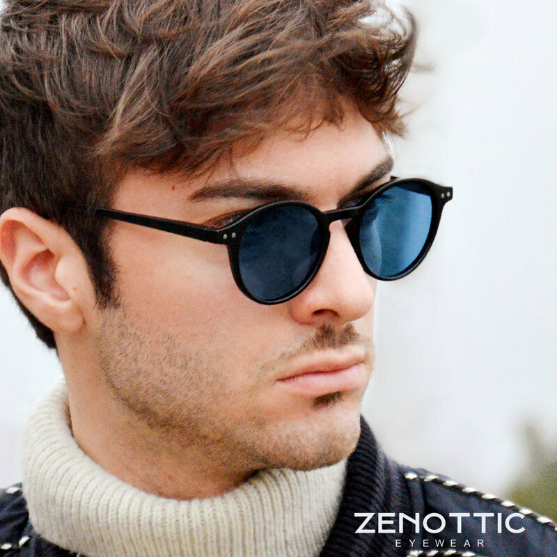 ZENOTTIC 2024 Óculos de sol polarizados retro dos homens e das mulheres Pequeno Round Frame Óculos de sol Retro Polaroid Lens UV400 Óculos de sol Moda Óculos de sol