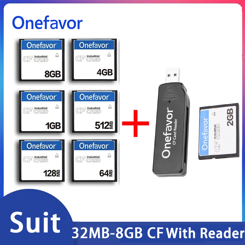Onefavor CF kartu memori dengan pembaca kartu, dengan pembaca kartu kecepatan tinggi CF 64MB 128MB 256MB 512MB 1GB 2GB 4GB 8GB untuk peralatan industri