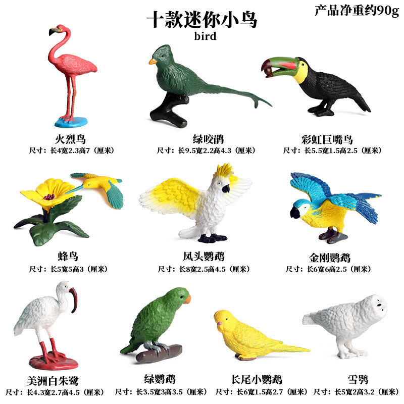 Imitacja zwierzęcia dla dzieci model stałe ptaki statyczne ptaki flamingo papuga tukan ozdoby zabawkowe