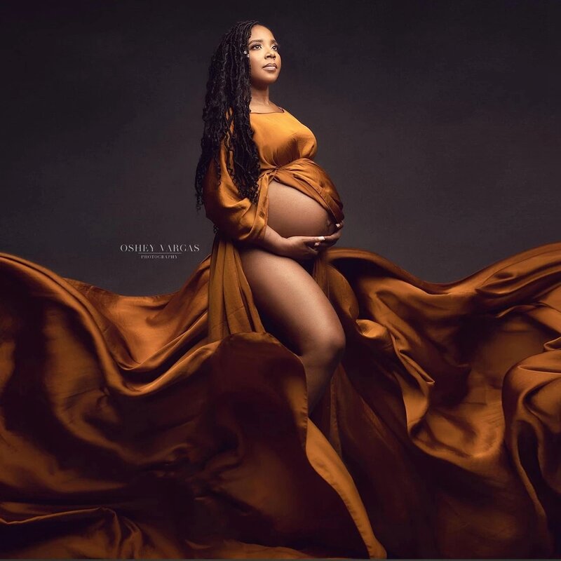Gaun sutra properti fotografi ibu hamil gaun jubah sifon kain pemodelan sederhana kehamilan untuk bayi mandi wanita pemotretan foto