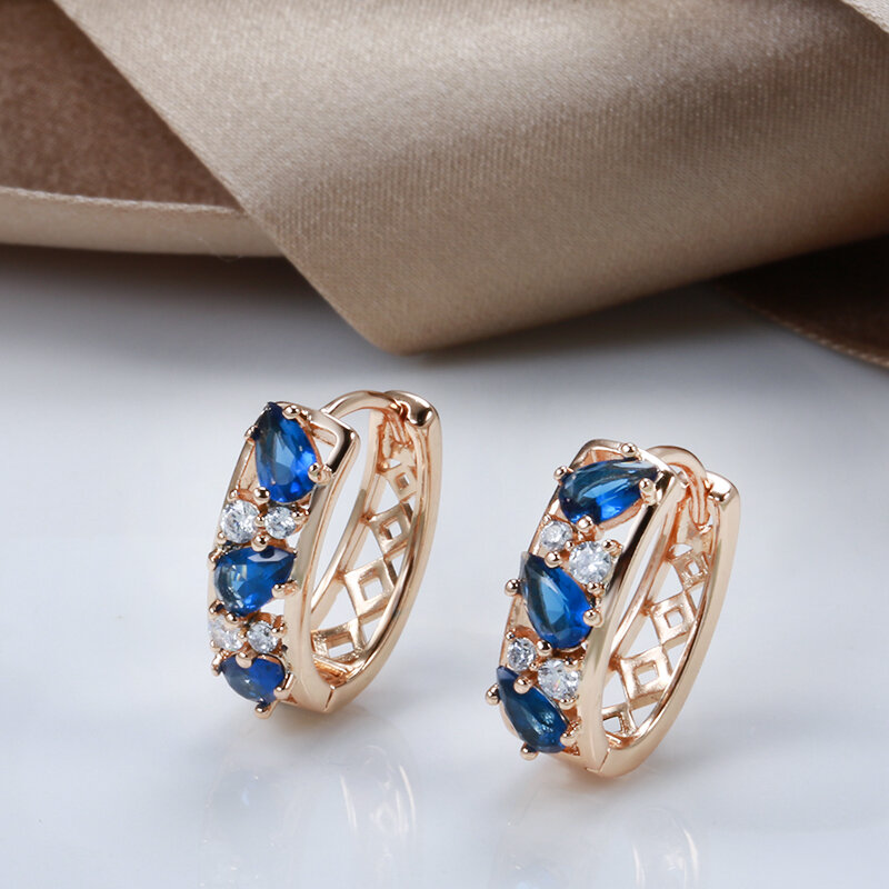 SYOUJYO Red Cubic Zircon Drop Earrings For Women Luxury 585 Gold Color OL Crystal Jewelry Gifts