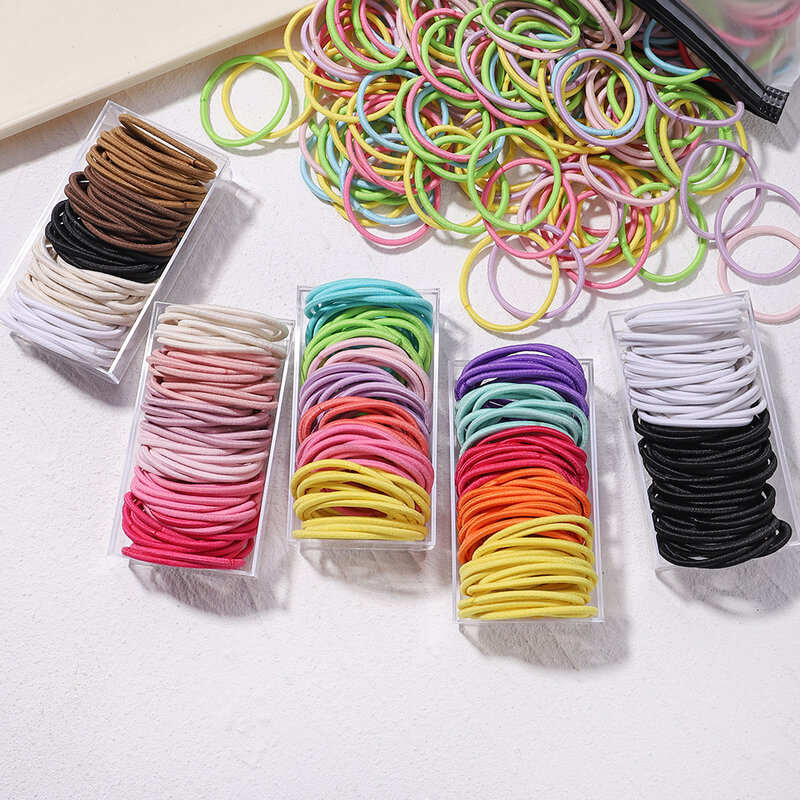 30/50/100Pcs Girls Candy Color Hair Bands Hair Accessories 3.8cm Elastic Rubber Band Hair Band Children Ponytail Holder Bands