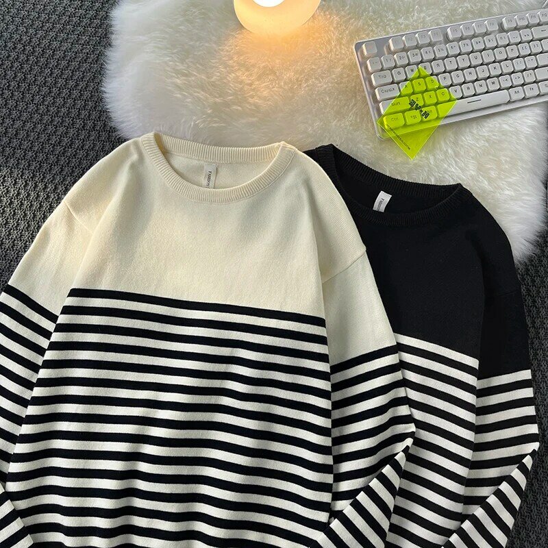 Мужской трикотажный пуловер, Повседневный свитер с круглым вырезом, A86, Осень-зима 2023