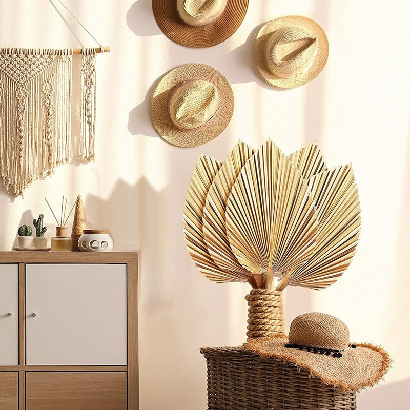 Hojas de palma secas naturales para decoración del hogar, palmeras tropicales secas, estilo bohemio, para cocina y boda, 5 piezas