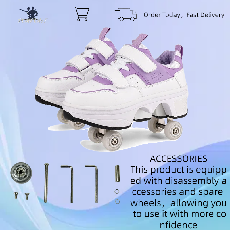 Модные детские роликовые коньки, 4-х колесные двухрядные студенческие Профессиональные коньки для мальчиков и девочек, съемные коньки, спортивная обувь