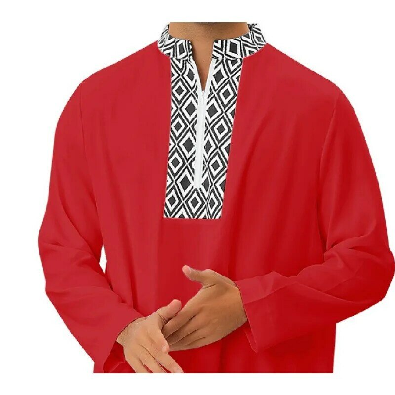 2023 Dubai longgar jubah saku ritsleting kemeja panjang mode Muslim set pakaian pria Thobe Arab Saudi Abaya Islam Pakistan kaftan