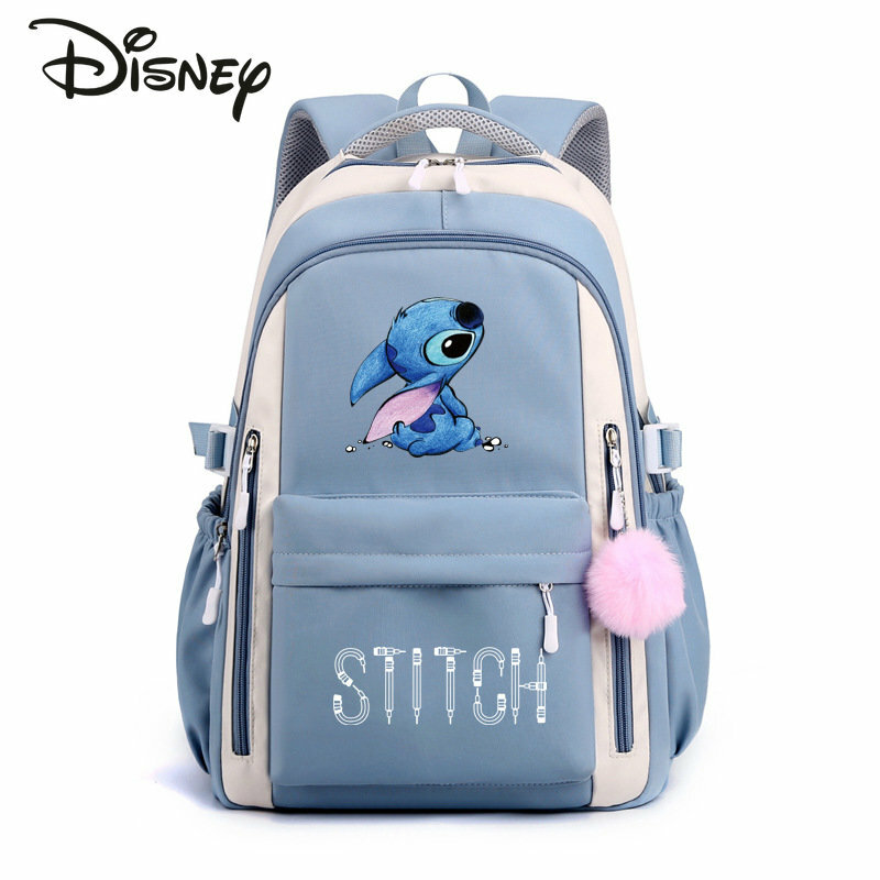 Mochila costurada Disney para mulheres, mochila de viagem estudantil, grande capacidade, desenho animado, versátil, alta qualidade, nova moda