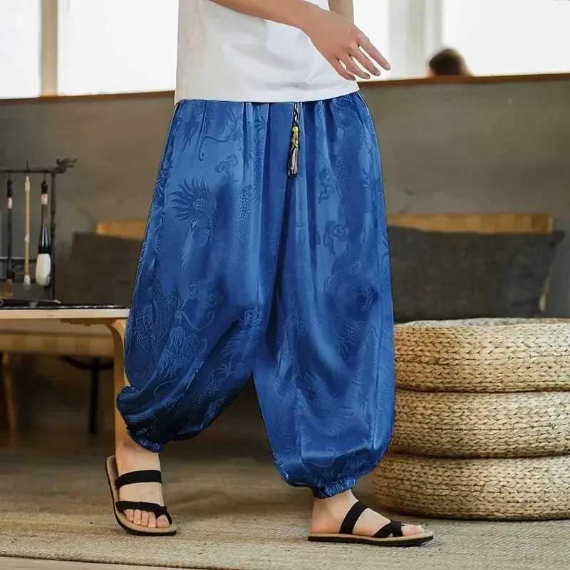 Pantalones bombachos Retro con patrón de dragón para hombre, Jogging, Hip-hop, Street Beat, estilo Harajuku, pantalones casuales, 5XL