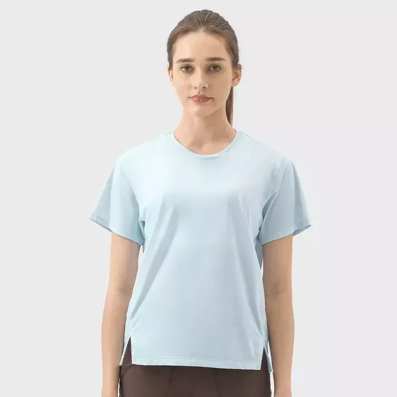 Lemon-Camiseta de entrenamiento ultraligera para mujer, camiseta de Fitness de Yoga, Camiseta lisa de longitud hasta la cadera, camisas de manga corta para correr, gimnasio, deporte