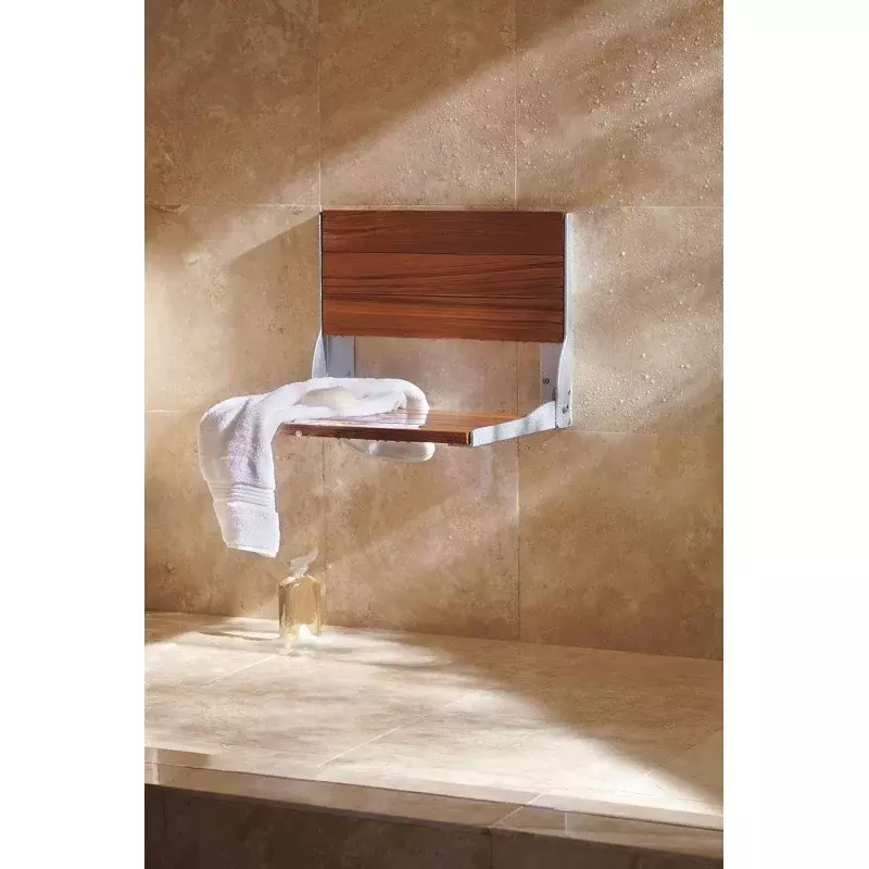 Мебель для ванной комнаты Moen, деревянная мебель для домашнего ухода, алюминиевое Складное Сиденье для душа из тикового дерева, Настенная душевая скамейка, dn7110