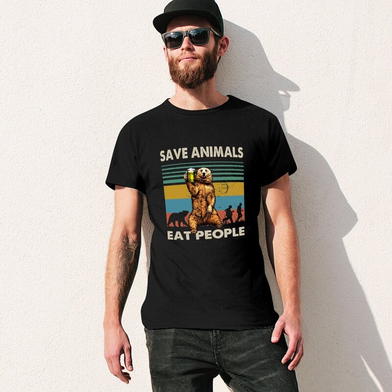 Save Animal Eat People T-Shirt, Manga Curta T, Secagem Rápida Roupas, Nova Edição