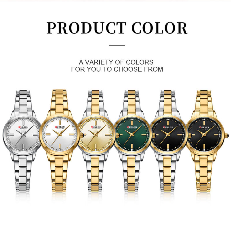 CURREN Women's Watches Elegant Fashion Original Quartz Watch for Laides Waterproof Stainless Steel Simple Luxury Daily Wear