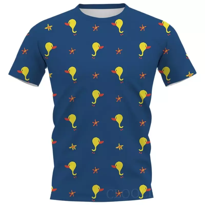 Grappige Cartoon Gele Eend Heren T-Shirt Prank Cosplay Gele Eend 3d Digitaal Bedrukt Heren T-Shirt Voor Mannen En Vrouwen
