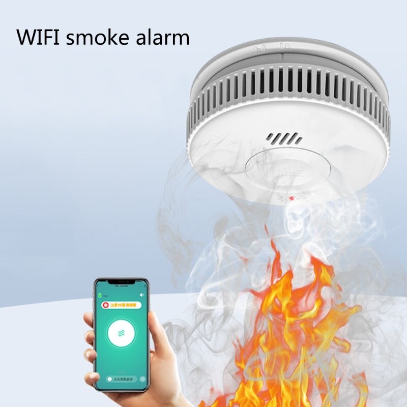 Industrial Grade WiFi Smoke Alarm Detectors WiFi Smoke Detectors 2.4GHz Connection Simple Installation for Home