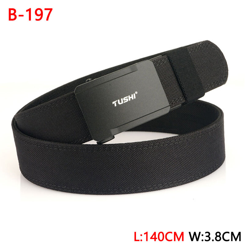 TUSHI 140CM Mens Military Tactical Belt Tight Sturdy Nylon Heavy Duty Hard Belt for Male Outdoor Casual Belt Automatic Waistband