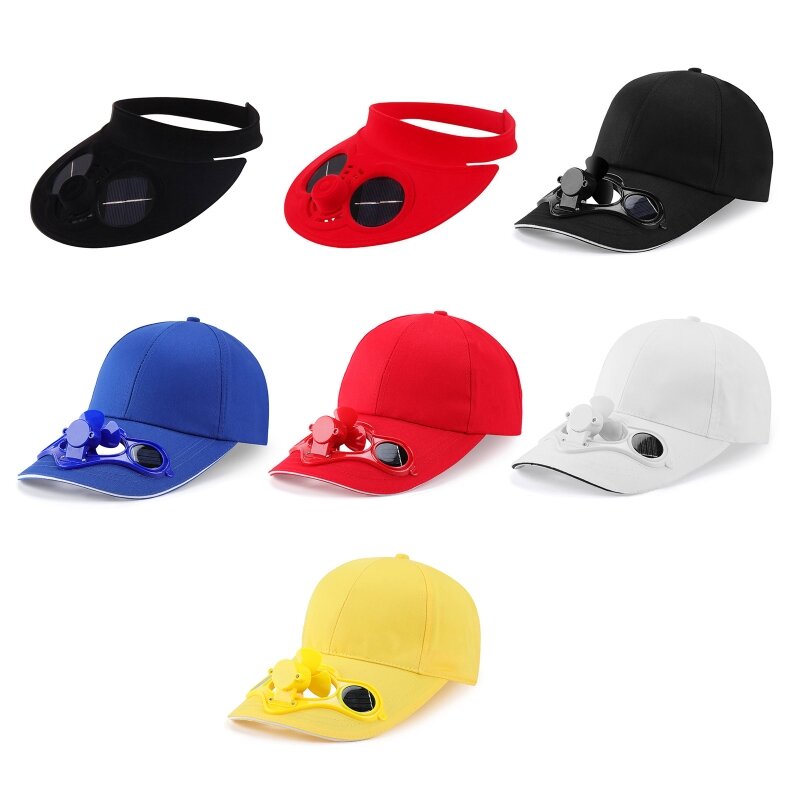 หมวกเบสบอล Unisex กีฬาโปรไฟล์ต่ำพลังงานแสงอาทิตย์พัดลมเย็นสีทึบหมวก