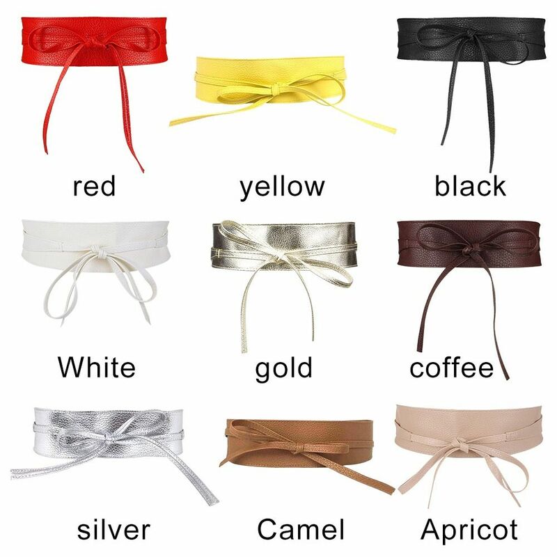 Einfache Mode Wrap Bowknot Luxus Damen Kleid Cummerbands Korsett Bund Leder Gürtel Breite Taille Band