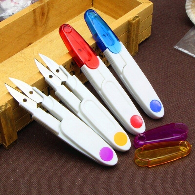 2 Pcs/set Household Cross-stitch Embroidery Thread Cutter Scissors Clipper Snips & Safety Cover Kits Tailers' Art Tool