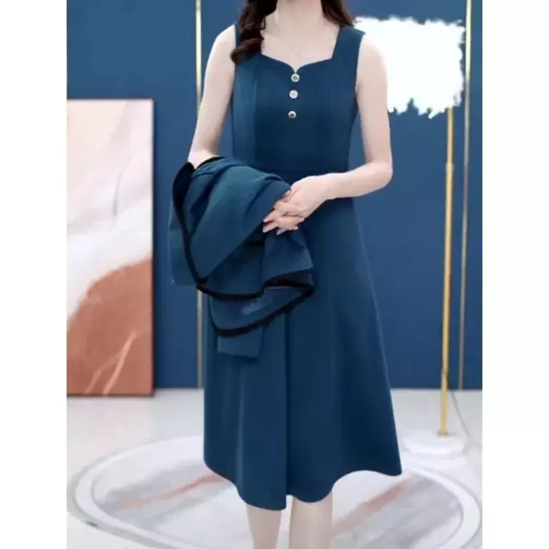 Insozkdg Spring Two Piece Dress Set Women Blazer Coat+Vest Dress Set Female Casual Korean Fashion Slim Elegant Dress Office Suit