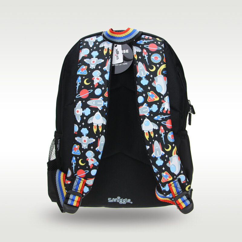 Австралийская оригинальная детская школьная сумка Smiggle, рюкзак для мальчиков, черная модель, аксессуары, диагональ экрана 14 дюймов