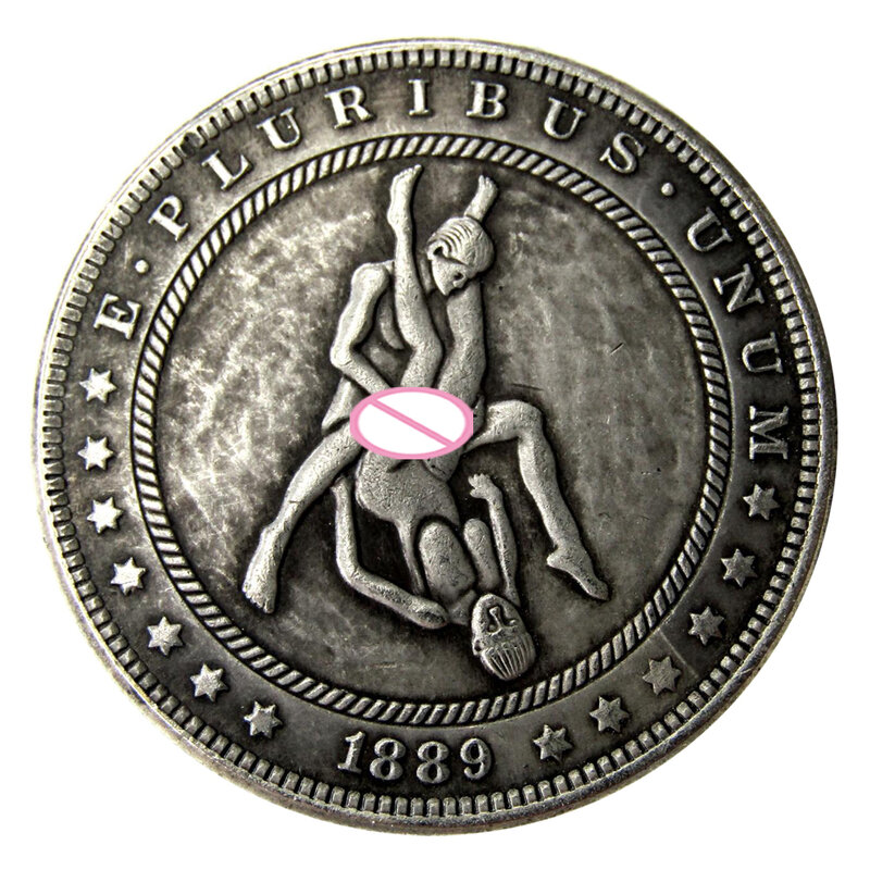 Moneda de amor de pareja de lujo, monedas de arte de un dólar, monedas de bolsillo conmemorativas de la buena suerte, bolsa de regalo