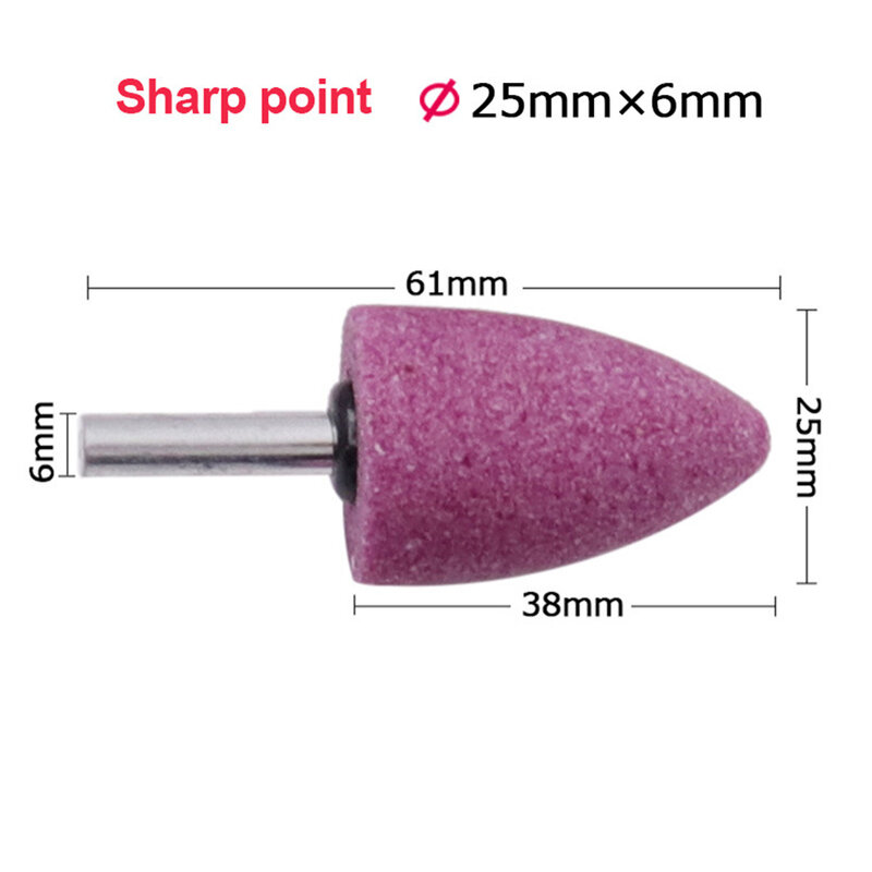 1pc 6mm Shank Red Corundum Conical Grinding Head For Polishing And Rust Removal Wheel Grinding Head Tools Grinding Stone Wheel