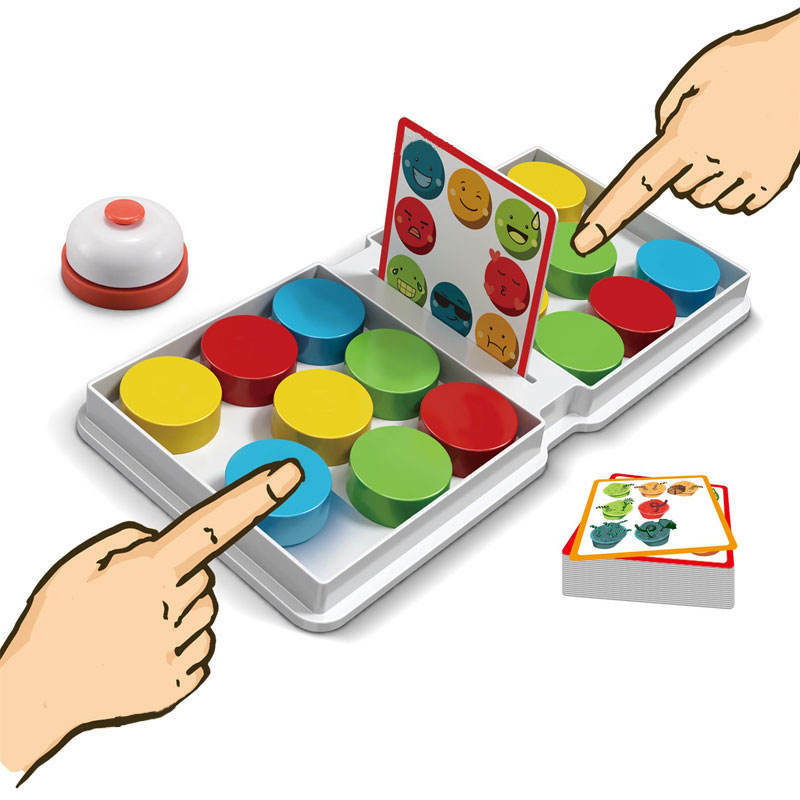 Brain training card color match competitive slide puck puzzle game for kids