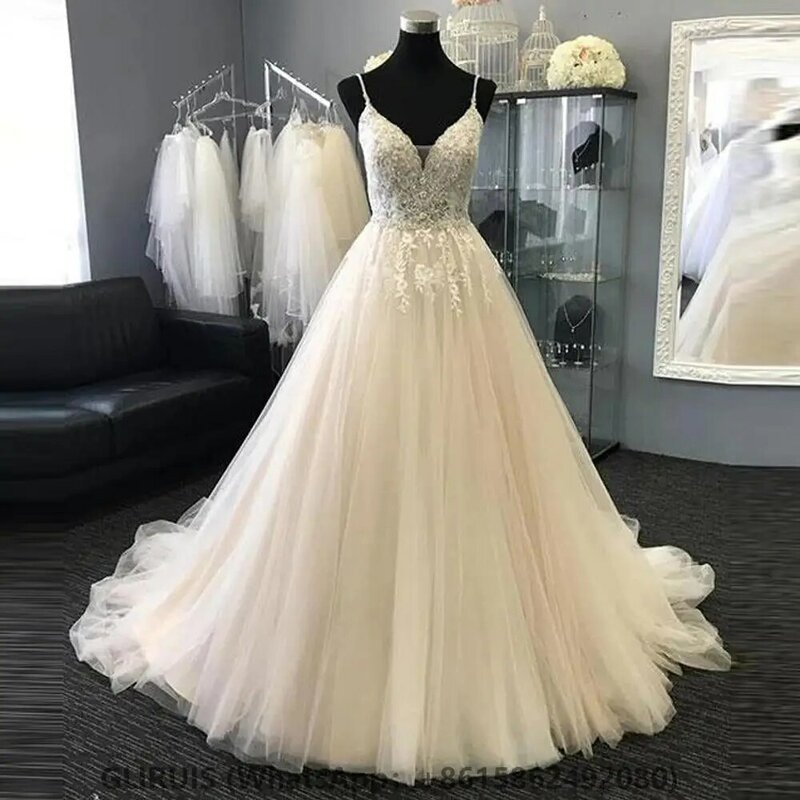 A-line Wedding Dress V Neck Sexy Backless Bridal Gown Vestido De Novia Wedding Dresses