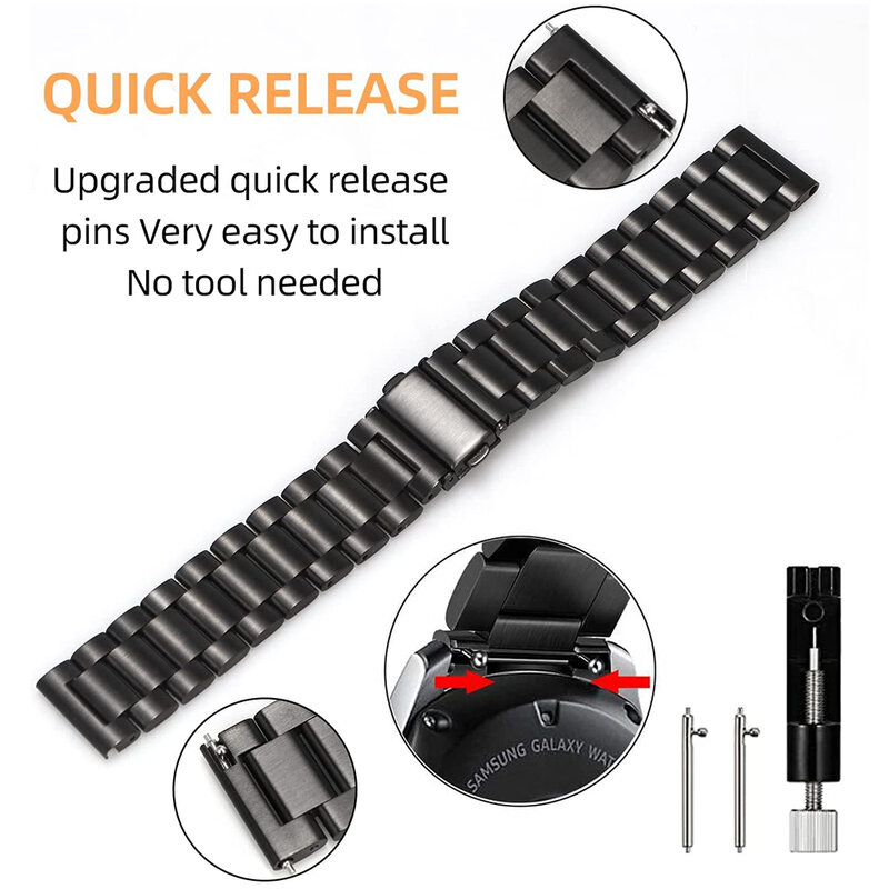 22mm Stainless Steel Band For Huami Amazfit GTR 47mm Pace Stratos Bip 5 Watch Bracelet Strap Loop For GTR 4 3 Pro 2 2e With Tool