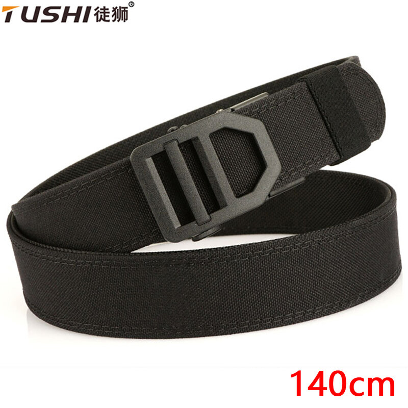 TUSHI Official Genuine New 140cm Military Tactical Belt Alloy Automatic Buckle Men's Police Duty Belt 1100D Nylon IPSC Gun Belt