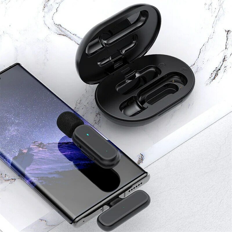 K13 Plug and Play Microphone with Lightning TRS TRRS Port Wireless Lavalier MIC Charging Case for IOS Andorid Studio Gaming