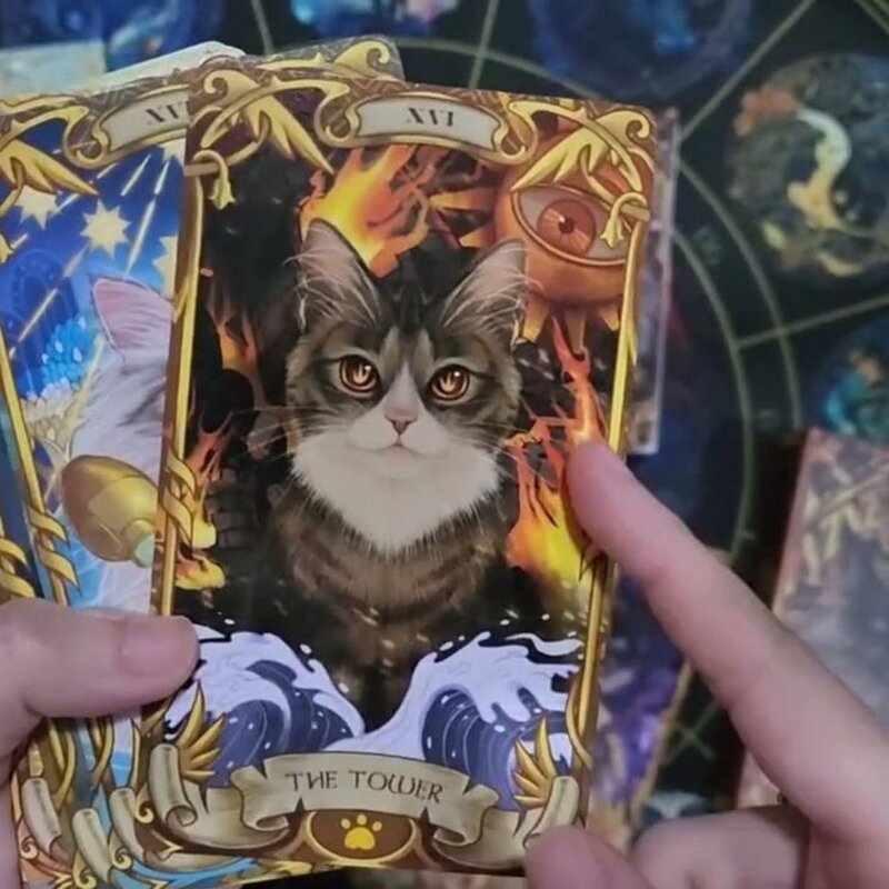 10.3*6cm Nine Lives Cat Tarot 78 Pcs Tarot Cards - The Ultimate Feline Tarot for Cat Lovers and Spiritual Seekers